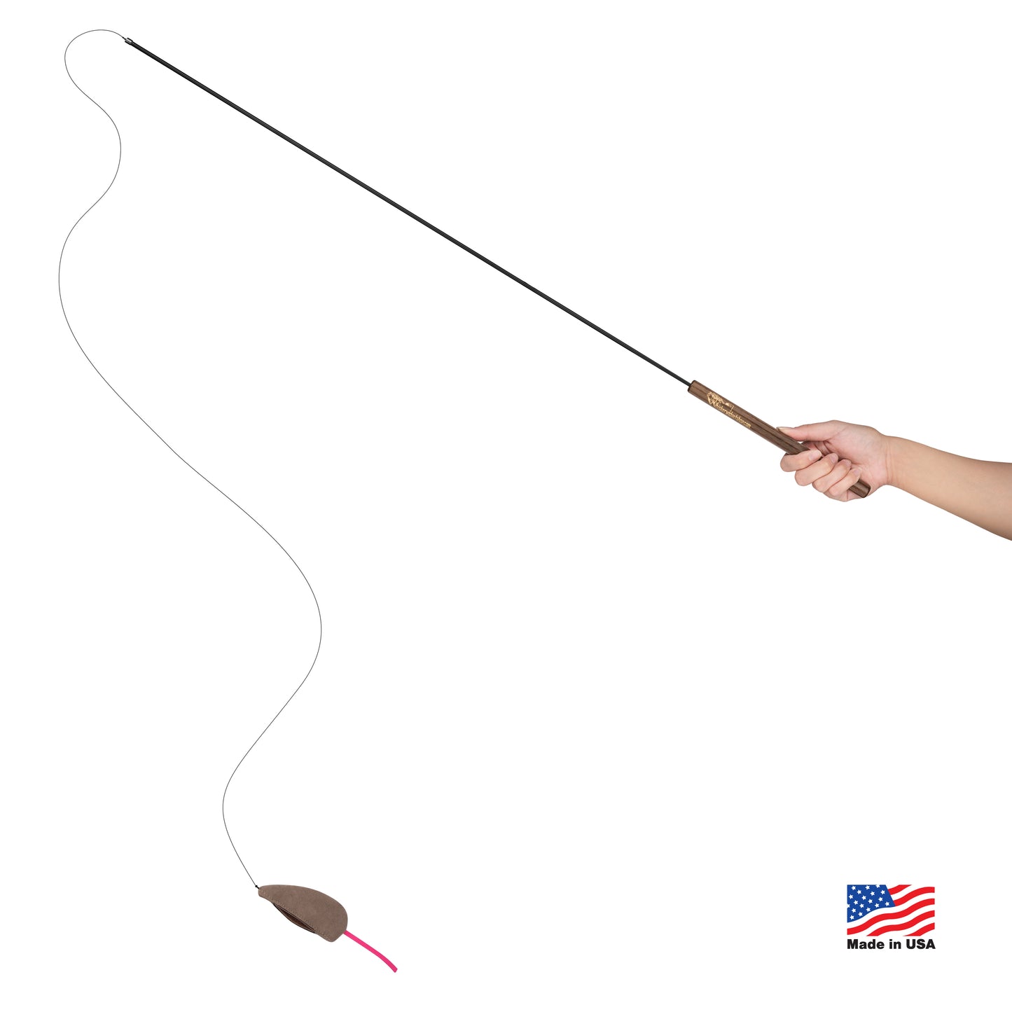 Cat Teaser Pro handmade cat wand toy with catnip mouse